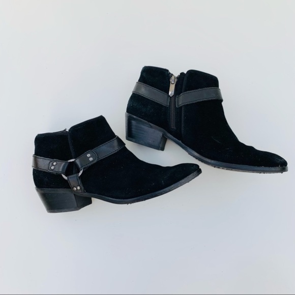 Sam Edelman Phoenix Suede/Leather Booties w Ankle Buckle and Side Zip Size 7.5 - Picture 2 of 16